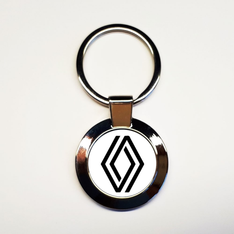 Porte-clés,Voiture porte clés pour Renault métal emblème bleu noir